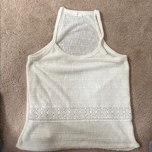 Lush White Ribbed Embellished Tank Top